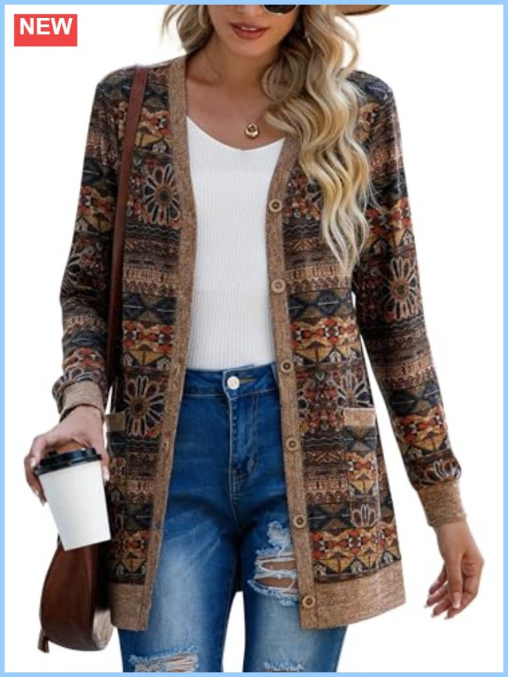 Women's Open Front Ribbed Knit Cardigan Button Down Lightweight with Pockets